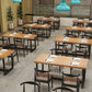 Black Metal Trestle Counter Table Industrial Rectangle Solid Wood Top Table Clearhalo 'Dining Tables & Seating' 'Dining Tables' 'dining_table' 'furn' 'furn_dining_table' 'Furniture' 'Kitchen & Dining Furniture' 1200x1200_10bb4988-f5f4-43c0-b977-68a68666f875