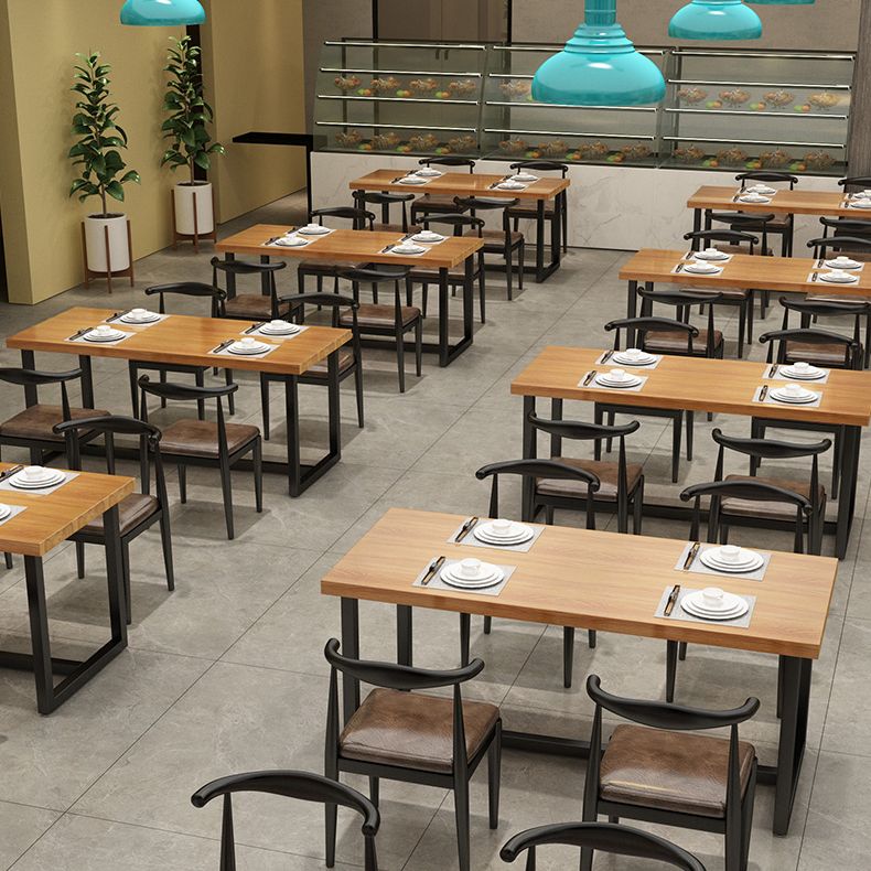 Black Metal Trestle Counter Table Industrial Rectangle Solid Wood Top Table Clearhalo 'Dining Tables & Seating' 'Dining Tables' 'dining_table' 'furn' 'furn_dining_table' 'Furniture' 'Kitchen & Dining Furniture' 1200x1200_10bb4988-f5f4-43c0-b977-68a68666f875