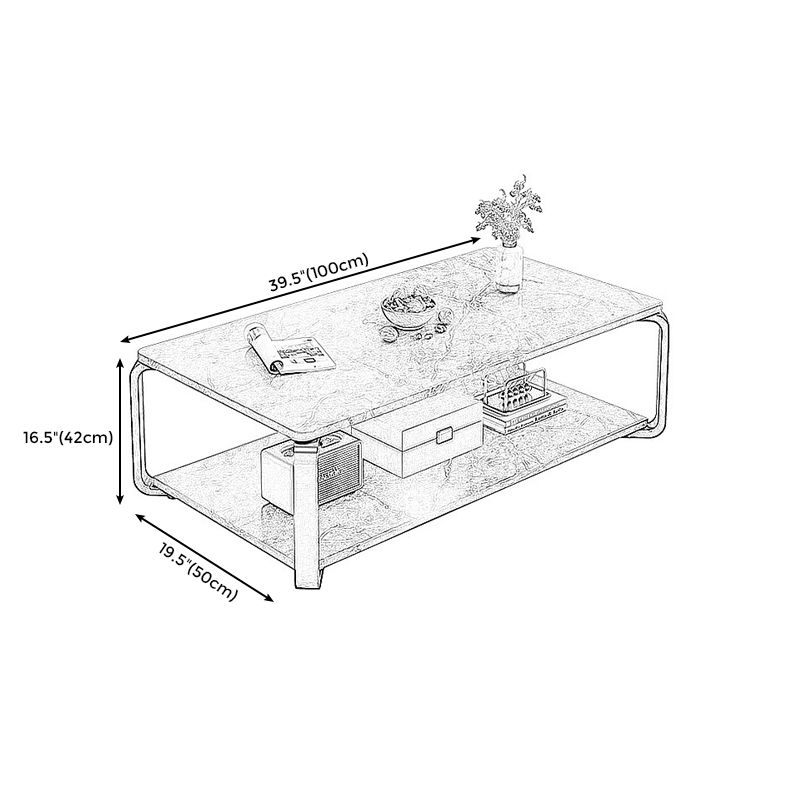Rectangular White Black Marble Top Square 4 Legs Base Modern Style Coffee Table Clearhalo 'Coffee & Accent Tables' 'Coffee Tables' 'coffee_tables' 'Furniture' 'furniture_coffee_tables' 'Living Room Furniture' 1200x1200_10be1aea-7188-4e8e-9600-c97a9722d5a8