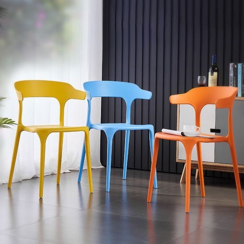 Scandinavian Home Stacking Arm Chair Matte Finish Plastic Dining Chair Clearhalo 'Dining Chairs' 'Dining Tables & Seating' 'dining_chair' 'furn' 'furn_dining_chair' 'Furniture' 'Kitchen & Dining Furniture' 1200x1200_10be8f95-4133-4718-8135-f4e1e935a485