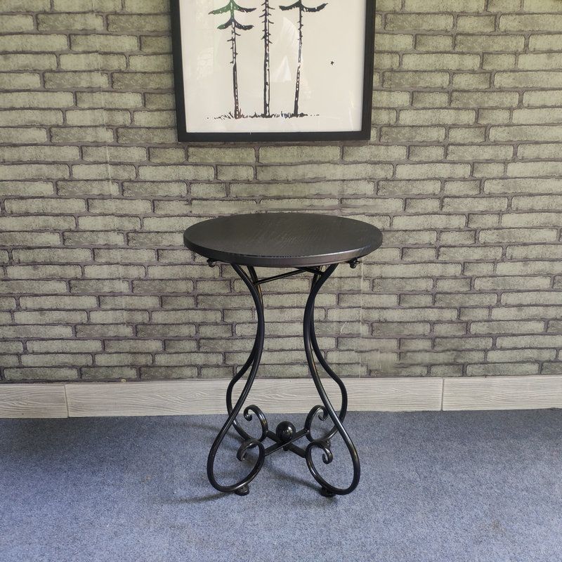 Contemporary Solid Wood End Table Metal Frame Gross Legs Sofa Side Accent Table Clearhalo 'Coffee & Accent Tables' 'End & Side Tables' 'end_side_tables' 'furn' 'furn_end_side_tables' 'Furniture' 'Living Room Furniture' 1200x1200_10bebcdf-a69d-4626-8a0c-6fbdaa340308