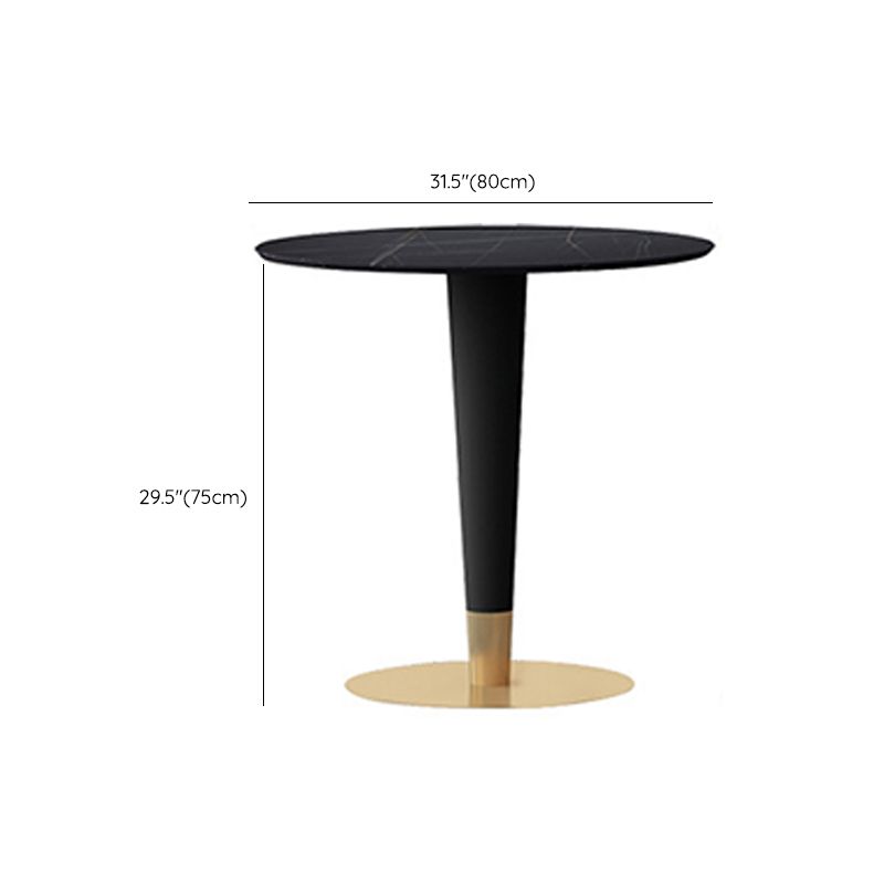 Table supérieure en pierre noire avec base de piédestal Table à manger ronde de luxe traditionnelle
