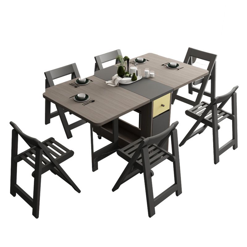 Mid-Century Brown Dining Table Rectangle Wooden Drop Leaf Dining Table for Home Clearhalo ' dining_table' 'Dining Tables & Seating' 'Dining Tables' 'furn' 'furn_dining_table' 'Furniture' 'furniture_dining_table' 'Kitchen & Dining Furniture' 'kitchen&dining_furn' 'kitchen' 'kitchen_dining_table' 1200x1200_10c1295f-ed48-4d02-962c-4d9ccff75ad0