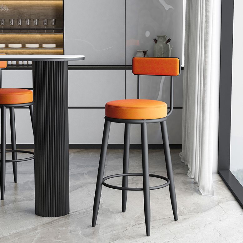 Modern Armless Backrest Counter Stool Iron Dining Room Bar Stool with Leather Cushion Clearhalo 'Bar Furniture' 'Bar Stools' 'bar_stools' 'furn' 'furn_bar_stools' 'Furniture' 'furniture_bar_stools' 'Kitchen & Dining Furniture' 1200x1200_10c24bbf-0de7-4c9f-a133-e1128a603c5b