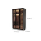 Modern Glass Hinged Doors Wardrobe Armoire Wood Frame Wardrobe with Shelves without Light