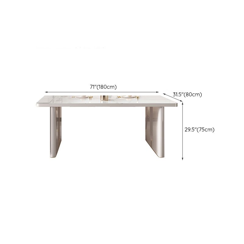 Table de salle à manger rectangulaire à double caisson Table de salle à manger en pierre et bois
