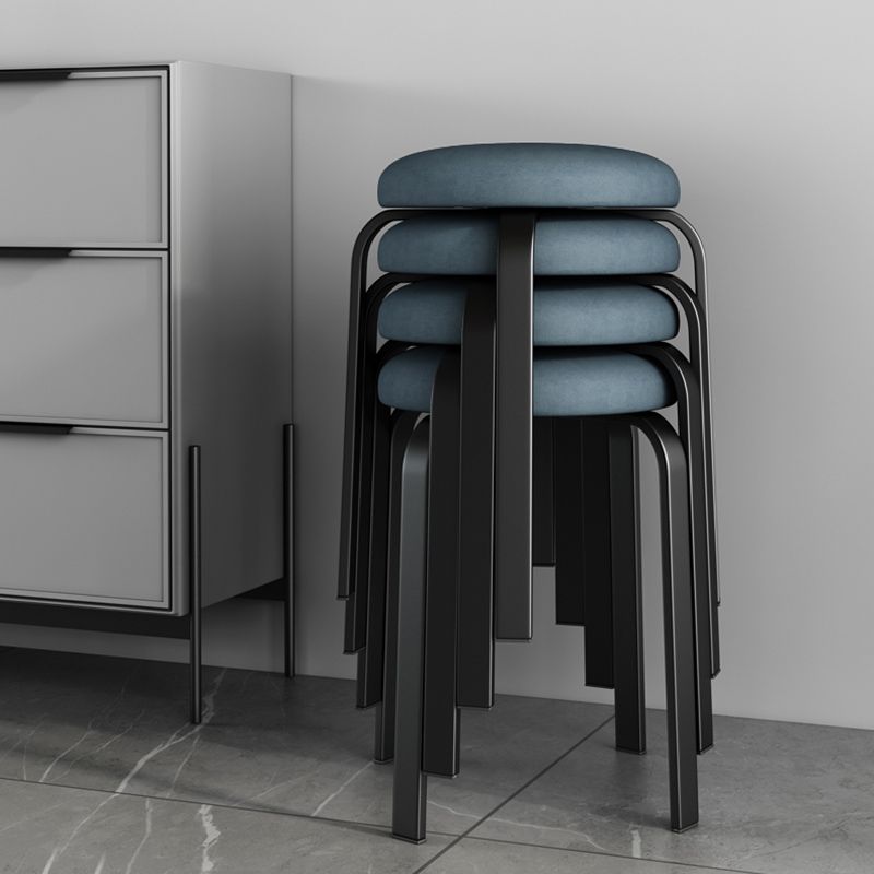 Footstool Ottoman Upholstered Metal Frame Fabric Modern Solid Round Ottoman Clearhalo 'furn' 'furn_ottomans_poufs' 'Furniture' 'Living Room Furniture' 'Ottomans & Poufs' 'ottomans_poufs' 1200x1200_10c85e98-2bd4-42e4-8a71-20cf74b38f4c