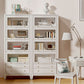 White Standard Bookshelf Modern Wooden Bookcase with Cabinets
