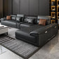 Black Faux Leather Sofa 33.46" H Pillow Top Arm Sofa & Chaise Clearhalo 'furn' 'furn_sectionals' 'Furniture' 'furniture_sectionals' 'Living Room Furniture' 'Sectionals' 1200x1200_10c96c8e-bedd-4b07-a310-681adf823682