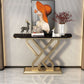 Stone Top Accent Table with Pedestal Base Console Table 31.5"
