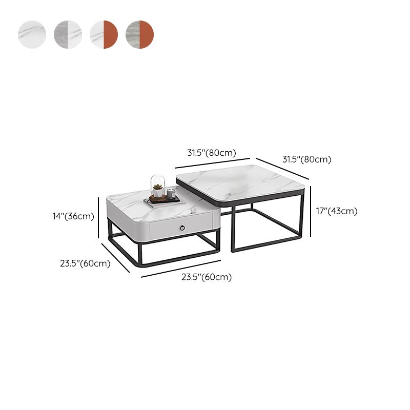 Glam Frame Coffee Table Slate/Glass Top Coffee Cocktail Table with Drawers Clearhalo 'Coffee & Accent Tables' 'Coffee Tables' 'coffee_tables' 'furn' 'furn_coffee_tables' 'Furniture' 'Living Room Furniture' 1200x1200_10cbb22e-2318-4dd2-b554-d0f962690be3