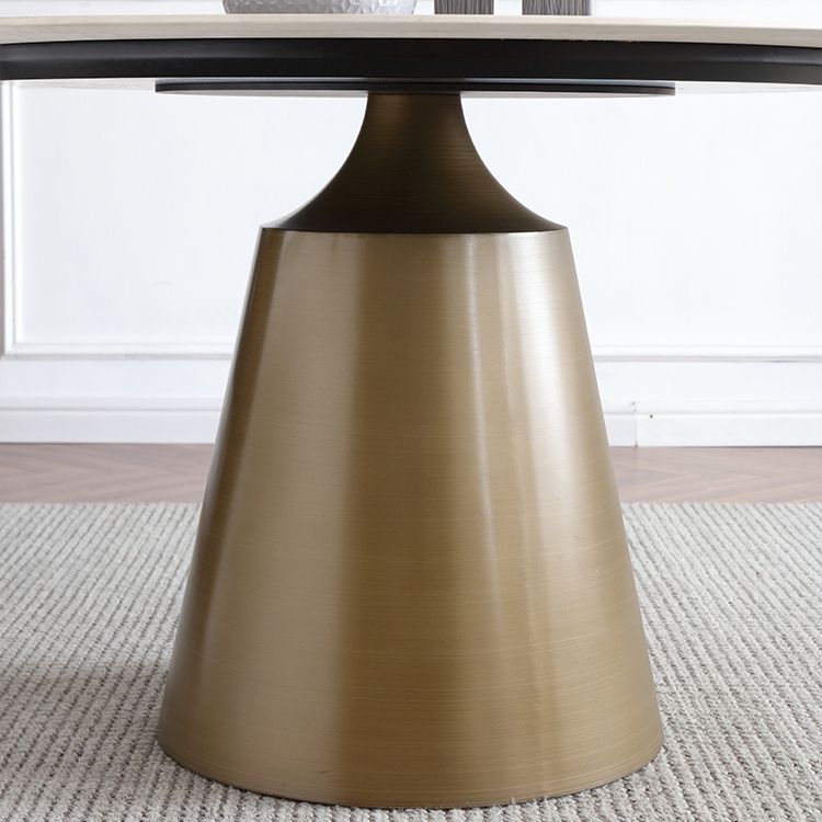 Sintered Stone Top Round Table for Restaurant Modern Dining Table with Metal Pedestal Clearhalo ' dining_table' 'Dining Tables & Seating' 'Dining Tables' 'furn' 'furn_dining_table' 'Furniture' 'furniture_dining_table' 'Kitchen & Dining Furniture' 'kitchen&dining_furn' 'kitchen' 'kitchen_dining_table' 1200x1200_10cbf362-837f-4b3b-99a8-2da0d60ef076