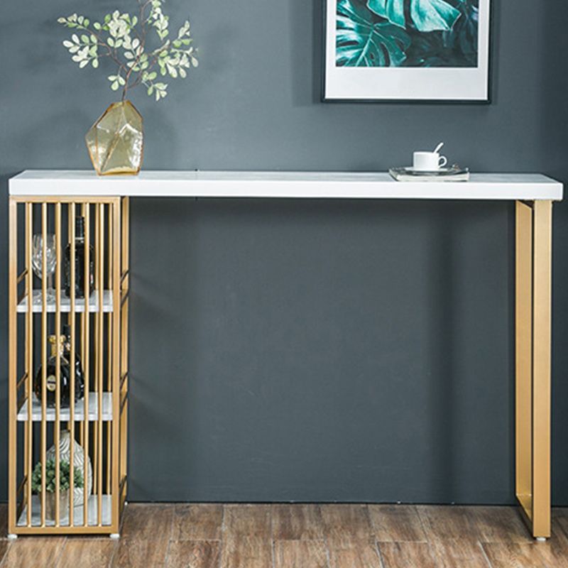 Glam Style Rectangle Counter Table 44-inch Height Solid Wood Top Bar Table Clearhalo 'Bar Furniture' 'Bar Tables' 'bar_tables' 'furn' 'furn_bar_tables' 'Furniture' 'furniture_bar_tables' 'Kitchen & Dining Furniture' 1200x1200_10cc290d-e042-413b-8379-a2469c584c69