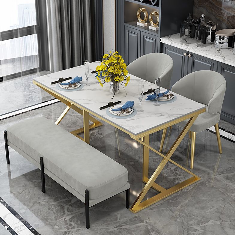 Glam 1/5 Pieces Dining Set Rectangle Stone Dining Table for Kitchen Clearhalo 'Dining Room Sets' 'Dining Tables & Seating' 'dining_room_set' 'furn' 'furn_dining_room_set' 'Furniture' 'furniture_dining_room_set' 'Kitchen & Dining Furniture' 1200x1200_10cc3679-ac79-42a4-91b3-d7439ed9d3a8