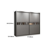 Contemporary Wooden Wardrobe Gray Colour Wardrobe Closet with Sliding Door