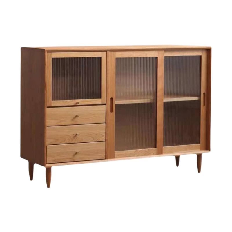 3-Drawer Pine Wood Sideboard Modern Glass Sliding Door Cabinets Credenza for Living Room Clearhalo 'buffet_sideboard' 'Buffets & Sideboards' 'furn' 'furn_buffet_sideboard' 'Furniture' 'furniture_buffet_sideboard' 'Kitchen & Dining Furniture' 1200x1200_10cd9d08-0118-4a9b-8bf8-c74e95e6e58c