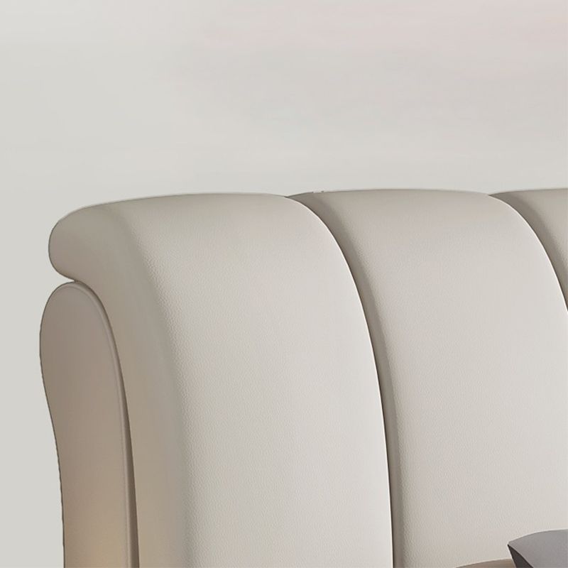 Kunstleder weißes Panelbett modernes Standardbett mit gepolstertem Kopfteil