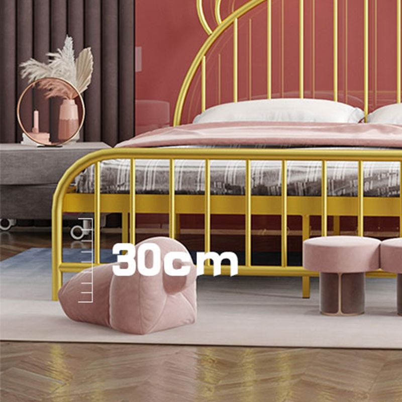 Bear Ear Headboard Glam Bed Iron Frame with  Footboard,Tall Clearance