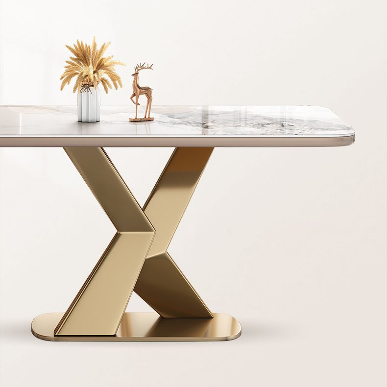 Table à manger de luxe traditionnelle, rectangulaire en pierre, Table fixe pour la maison