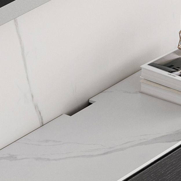 Soporte de TV de piedra y madera contemporánea de medios de televisión flotantes