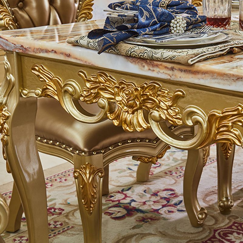 Mesa de comedor de mesa de mármol Top Rectangle con 4 patas de madera