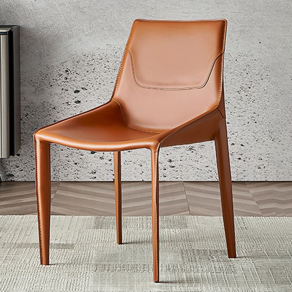 Modern Solid Back Side Chair with Faux Leather Legs Indoor Upholstered Dining Chair
