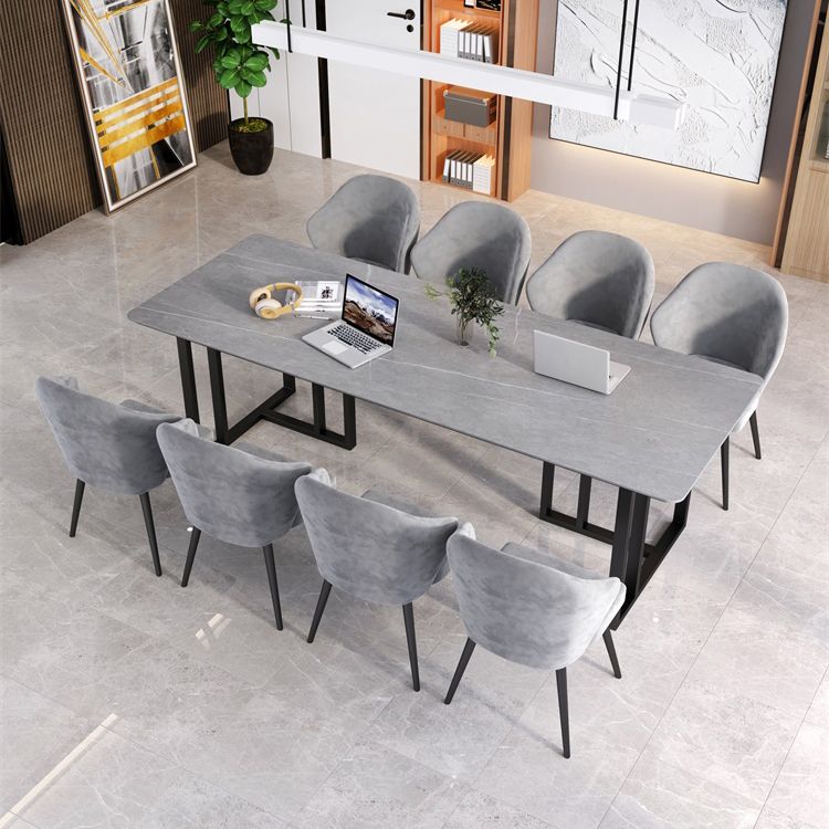 Scrivania per ufficio in stile moderno scrivania di pietra sinterizzata con gambe metalliche