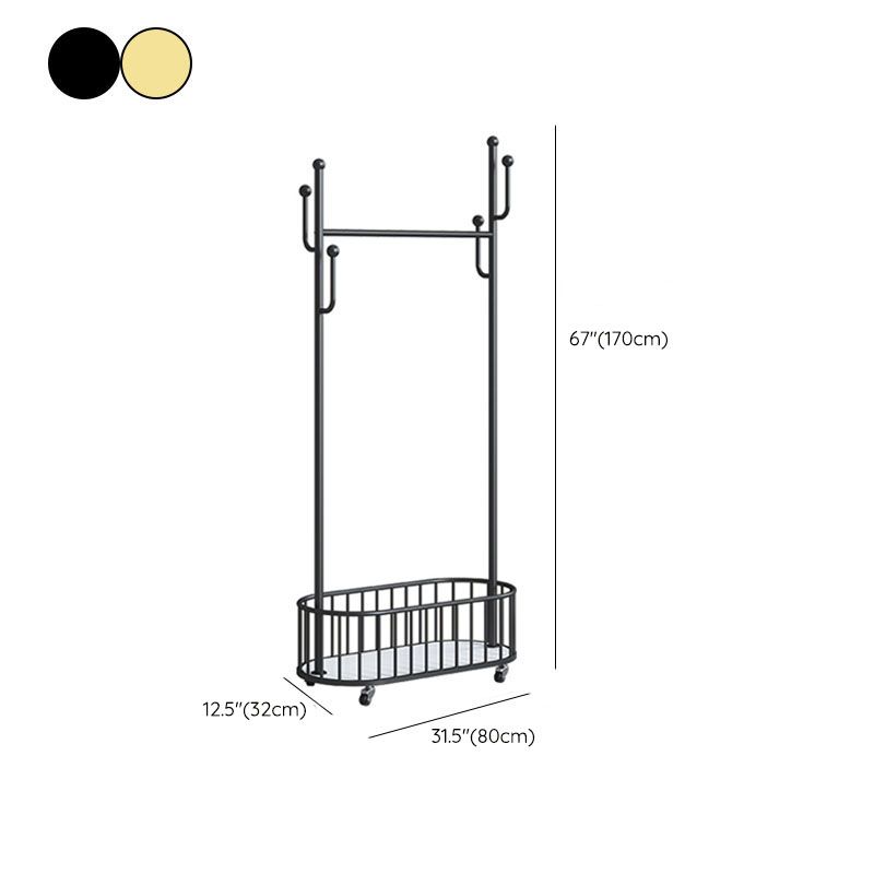 Glam Metallic Coat Hanger Pure Color Hooks Design Free Standing Coat Rack Clearhalo 'Entry & Mudroom Furniture' 'furn' 'furn_hall_tree_coat_racks' 'Furniture' 'Hall Trees & Coat Racks' 'hall_tree_coat_racks' 1200x1200_10d360b2-2cec-4c41-9c71-e06783837cc5