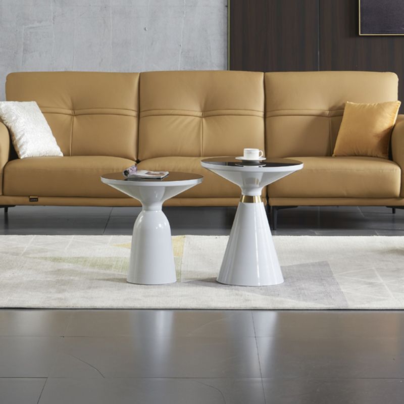 Dia 19,69 "tavolo di fascia alta in vetro nero rotondo tavolino cono moderno