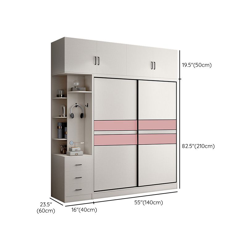 Color de couleur blanc tige de garde-robe comprenant la garde-robe placard de garde-robe avec porte coulissante