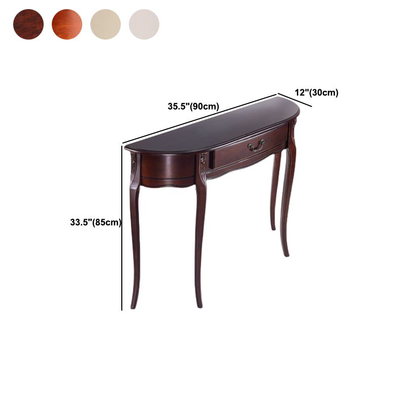 Console mezzaluna moderna di metà secolo in marrone bianco/scuro