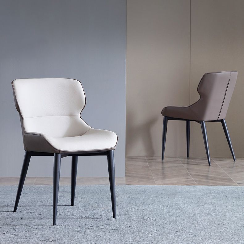 Industrial Design Wingback Parsons Chairs Leather Dining Side Chair