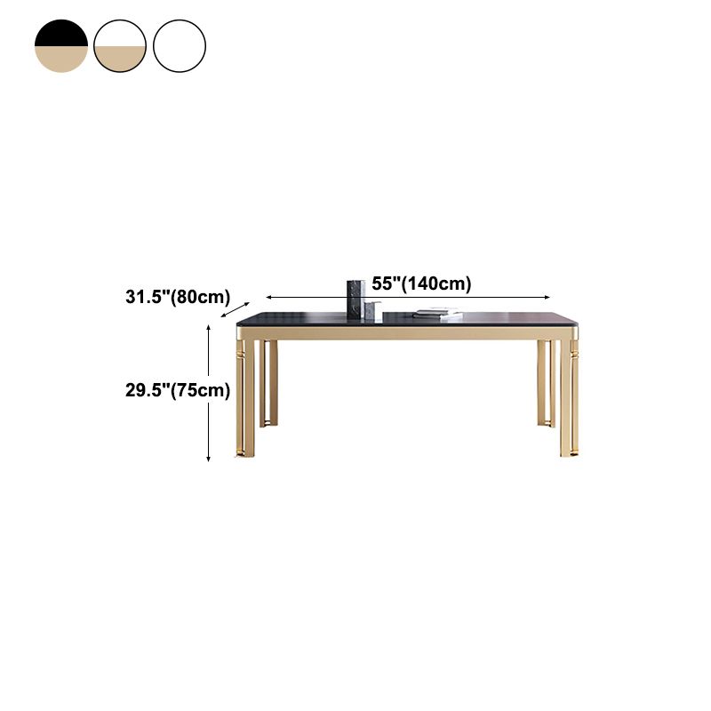 Glam Sintered Stone Home Table Gold Rectangle Dining Table with 4 Legs Clearhalo 'Dining Tables & Seating' 'Dining Tables' 'dining_table' 'furn' 'furn_dining_table' 'Furniture' 'furniture_dining_table' 'Kitchen & Dining Furniture' 'kitchen' 'kitchen_dining_table' 1200x1200_10e08683-e003-4f94-8113-0d8039e7cf2d