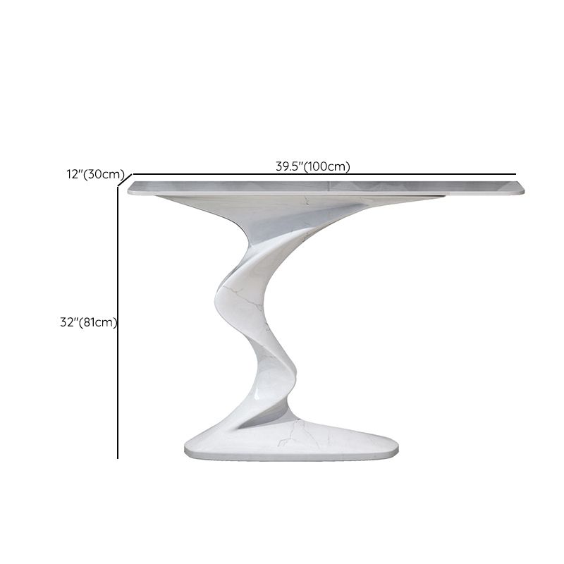 Rectangle Shape Contemporary Console Table Stone Console Sofa Table in White Clearhalo 'Console Tables' 'console_tables' 'Entry & Mudroom Furniture' 'furn' 'furn_console_tables' 'Furniture' 1200x1200_10e0f9cd-bf22-4989-b79a-629e1d75d529