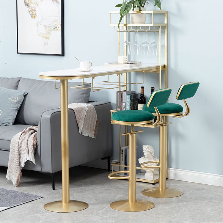 Contemporary Stone Bar Table Set 1/3 Pcs Metal Base Bar Table with Adjustable Stools Clearhalo 'Bar Furniture' 'furn' 'furn_home_bar_bar_sets' 'Furniture' 'Home Bars & Bar Sets' 'home_bar_bar_sets' 'Kitchen & Dining Furniture' 1200x1200_10e3d55b-ba81-45c3-8d46-f1ce167eec3f
