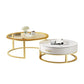Gold Glass Top Coffee Table Set Frame Cocktail Table with Drawers Clearhalo 'Coffee & Accent Tables' 'Coffee Tables' 'coffee_tables' 'furn' 'furn_coffee_tables' 'Furniture' 'Living Room Furniture' 1200x1200_10e3e01d-d0cf-4932-8d51-927396439c70