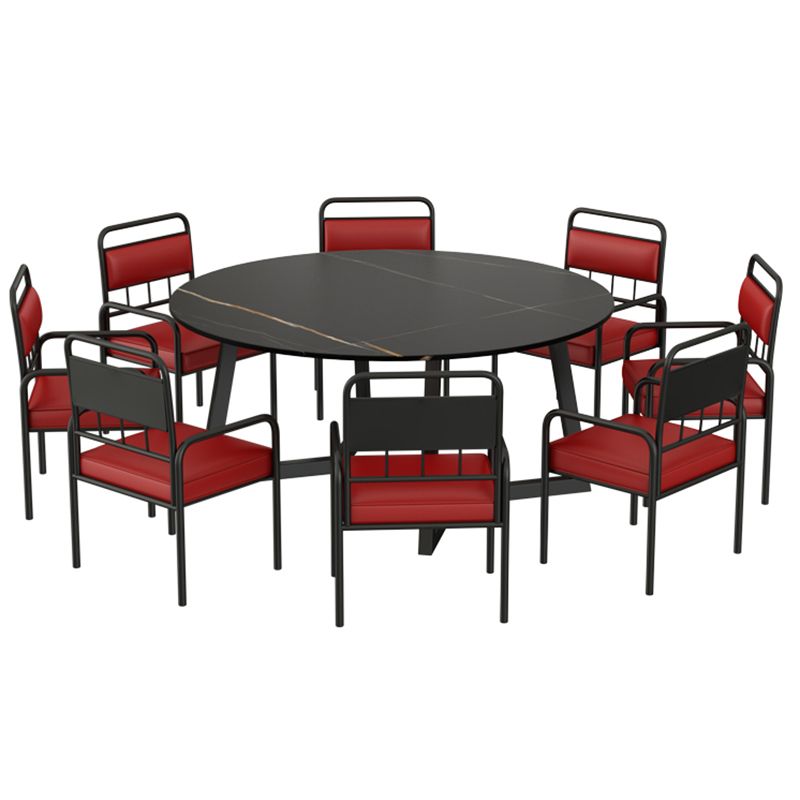 Modern Furniture 1/2/3/5/7/9 Pieces Sintered Stone Dining Set in Black Clearhalo 'Dining Room Sets' 'Dining Tables & Seating' 'dining_room_set' 'furn' 'furn_dining_room_set' 'Furniture' 'Kitchen & Dining Furniture' 1200x1200_10e6817d-826e-4870-9dee-ab468006505d