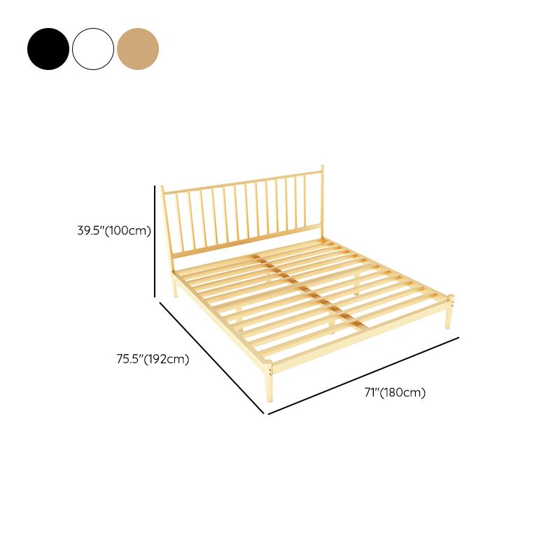 Glam Metal with Headboard Rectangular Slat Mattress Included Slat Bed
