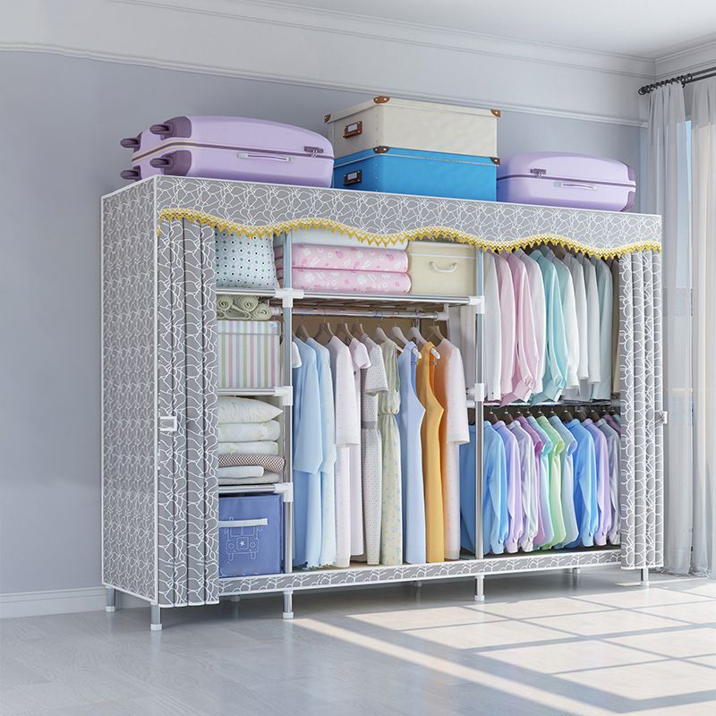 Modern Style Metal Wardrobe Bedroom Wardrobe Closet with Legs Clearhalo 'Armoires & Wardrobes' 'armoires_wardrobes' 'Bedroom Furniture' 'furn' 'furn_armoires_wardrobes' 'Furniture' 1200x1200_10e6df01-dd18-4a9f-b689-d02324244a33