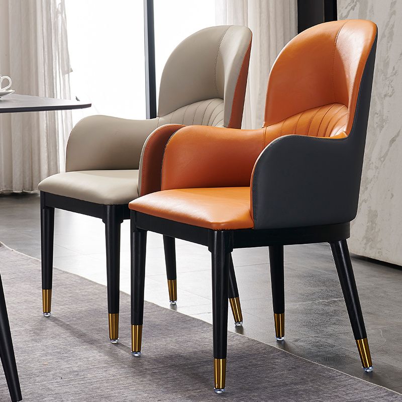 Contemporary Design Leather Dining Side Chair Solid Back Arm Chair for Home Use Clearhalo ' kitchen&dining_furn' 'Dining Chairs' 'Dining Tables & Seating' 'dining_chair' 'furn' 'furn_dining_chair' 'Furniture' 'furniture_dining_chair' 'Kitchen & Dining Furniture' 'kitchen' 1200x1200_10e79345-98c2-4e0d-93c0-5444ddf6e37a