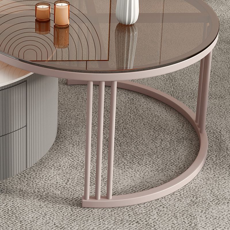 Frame Round Glam Coffee Table Slate Nesting Coffee Table Set Clearhalo 'Coffee & Accent Tables' 'Coffee Tables' 'coffee_tables' 'furn' 'furn_coffee_tables' 'Furniture' 'Living Room Furniture' 1200x1200_10e9c28a-813b-4a04-9692-7e88d2494474