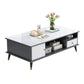 15.7" H Rectangle Wooden Coffee Table Metal 4 Legs Cocktail Table with Storage