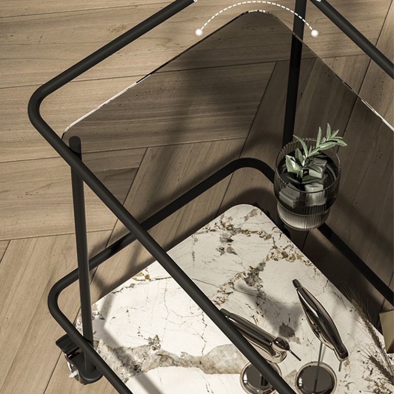 Mesa de vidrio superior a la altura con ruedas moderna de 25.6 "w 1 mesa auxiliar