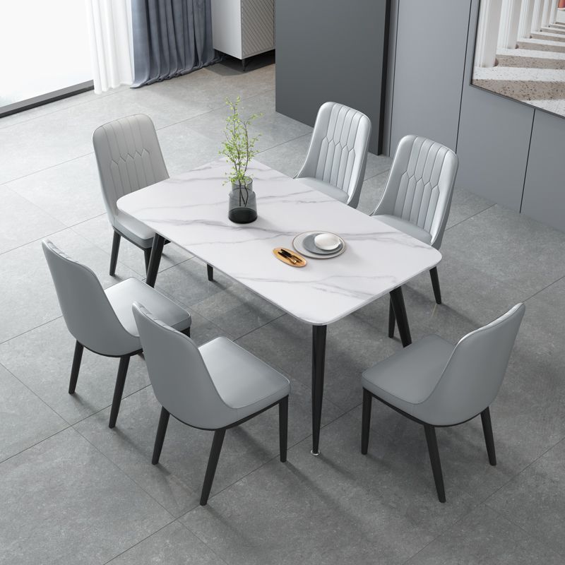 Modern Rectangle Shape White Dining Table Sintered Stone Dining Table with 4 Legs Base Clearhalo ' dining_table' 'Dining Tables & Seating' 'Dining Tables' 'furn' 'furn_dining_table' 'Furniture' 'furniture_dining_table' 'Kitchen & Dining Furniture' 'kitchen&dining_furn' 'kitchen' 'kitchen_dining_table' 1200x1200_10eb0a69-08f3-4dcf-b3ba-1727f9069dd8