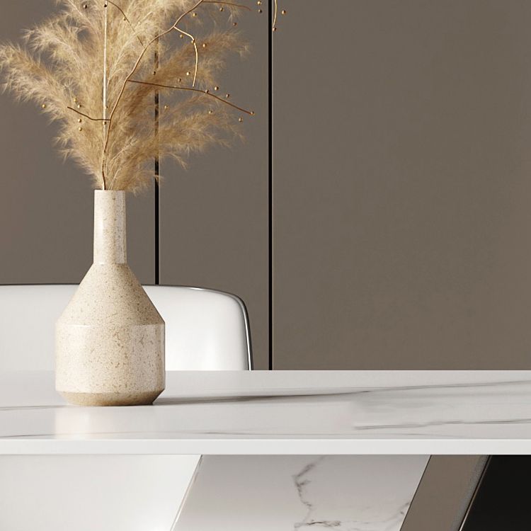 Sintered Stone Modern Rectangle Kitchen Table White Stone Top Table with Double Pedestal Clearhalo ' dining_table' 'Dining Tables & Seating' 'Dining Tables' 'furn' 'furn_dining_table' 'Furniture' 'furniture_dining_table' 'Kitchen & Dining Furniture' 'kitchen&dining_furn' 'kitchen' 'kitchen_dining_table' 1200x1200_10ee8af6-e0ec-4c0d-a818-04a18a231263