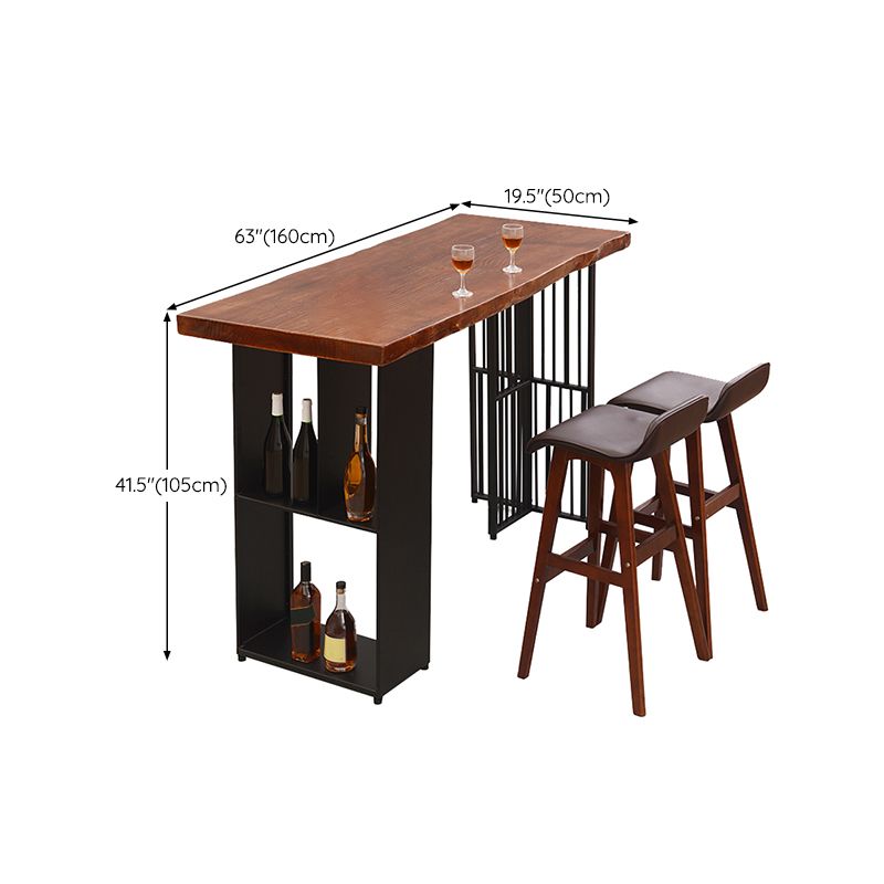 Contemporary Rectangle Bar Table Solid Wood Brown Bar Dining Table with Storage Clearhalo 'Bar Furniture' 'Bar Tables' 'bar_tables' 'furn' 'furn_bar_tables' 'Furniture' 'Kitchen & Dining Furniture' 1200x1200_10f005ea-e38b-4478-a7ab-9b617864c51d