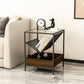 21.6" Tall Metal Frame End Table Glass Square Top Side Table with Shelf