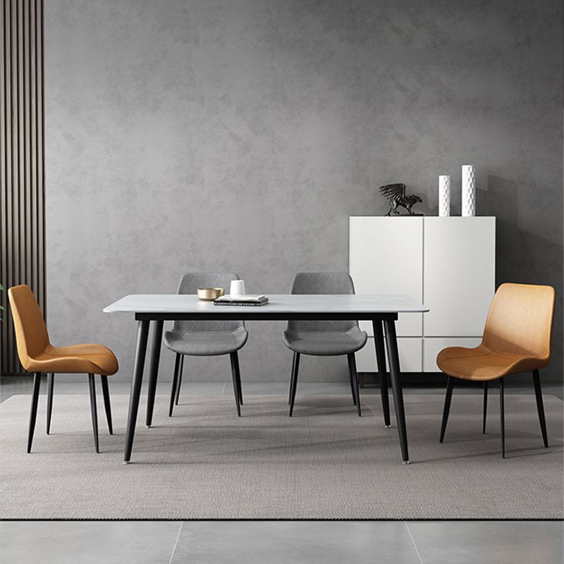 Rectangle Stone Dining Table Modern Dining Table with 4 Black Legs Clearhalo 'Dining Tables & Seating' 'Dining Tables' 'dining_table' 'furn' 'furn_dining_table' 'Furniture' 'furniture_dining_table' 'Kitchen & Dining Furniture' 1200x1200_10f53468-3e45-45c2-9e36-a8a3e7de4c8d