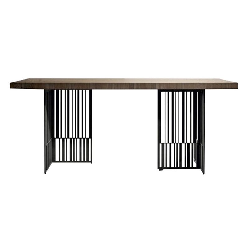 Metal Industrial Rectangular Dining Table Wood Top Dining Table for Kitchen Clearhalo ' dining_table' 'Dining Tables & Seating' 'Dining Tables' 'furn' 'furn_dining_table' 'Furniture' 'furniture_dining_table' 'Kitchen & Dining Furniture' 'kitchen&dining_furn' 'kitchen' 'kitchen_dining_table' 1200x1200_10f53c1a-6420-4354-af7b-d98c27244322