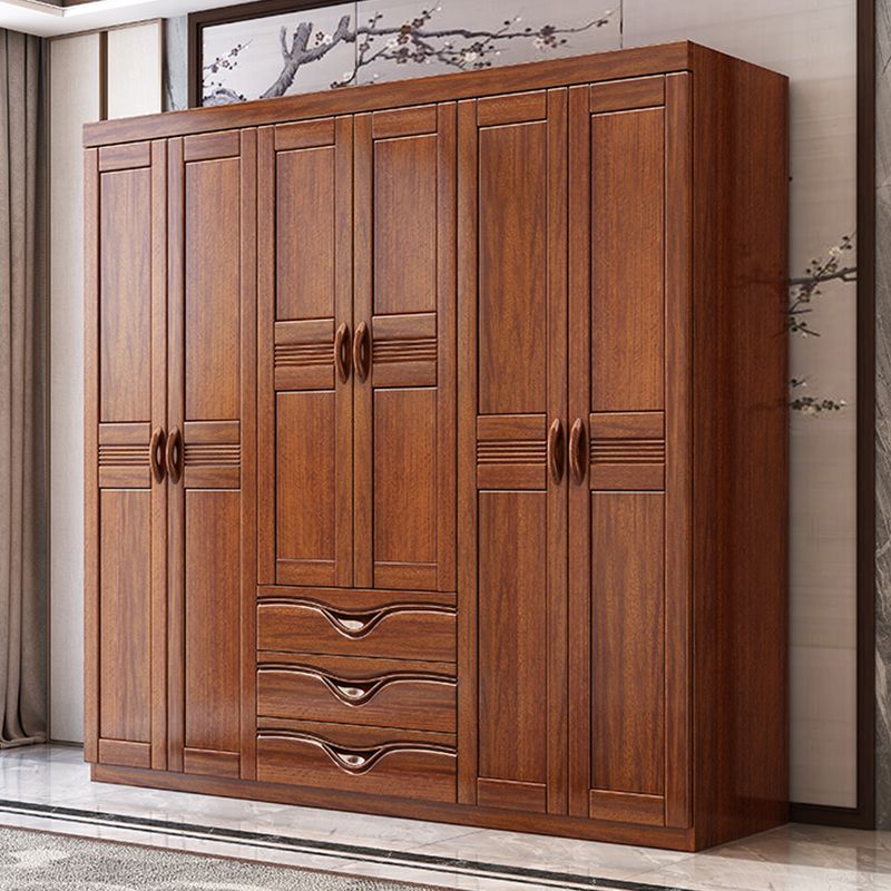 Traditional Walnut Solid Wood Wardrobe Freestanding Wardrobe Armoire with Drawers Clearhalo 'Armoires & Wardrobes' 'armoires_wardrobes' 'Bedroom Furniture' 'furn' 'furn_armoires_wardrobes' 'Furniture' 1200x1200_10f6a492-c7e2-413a-ab3f-4ecaacd3b4cf